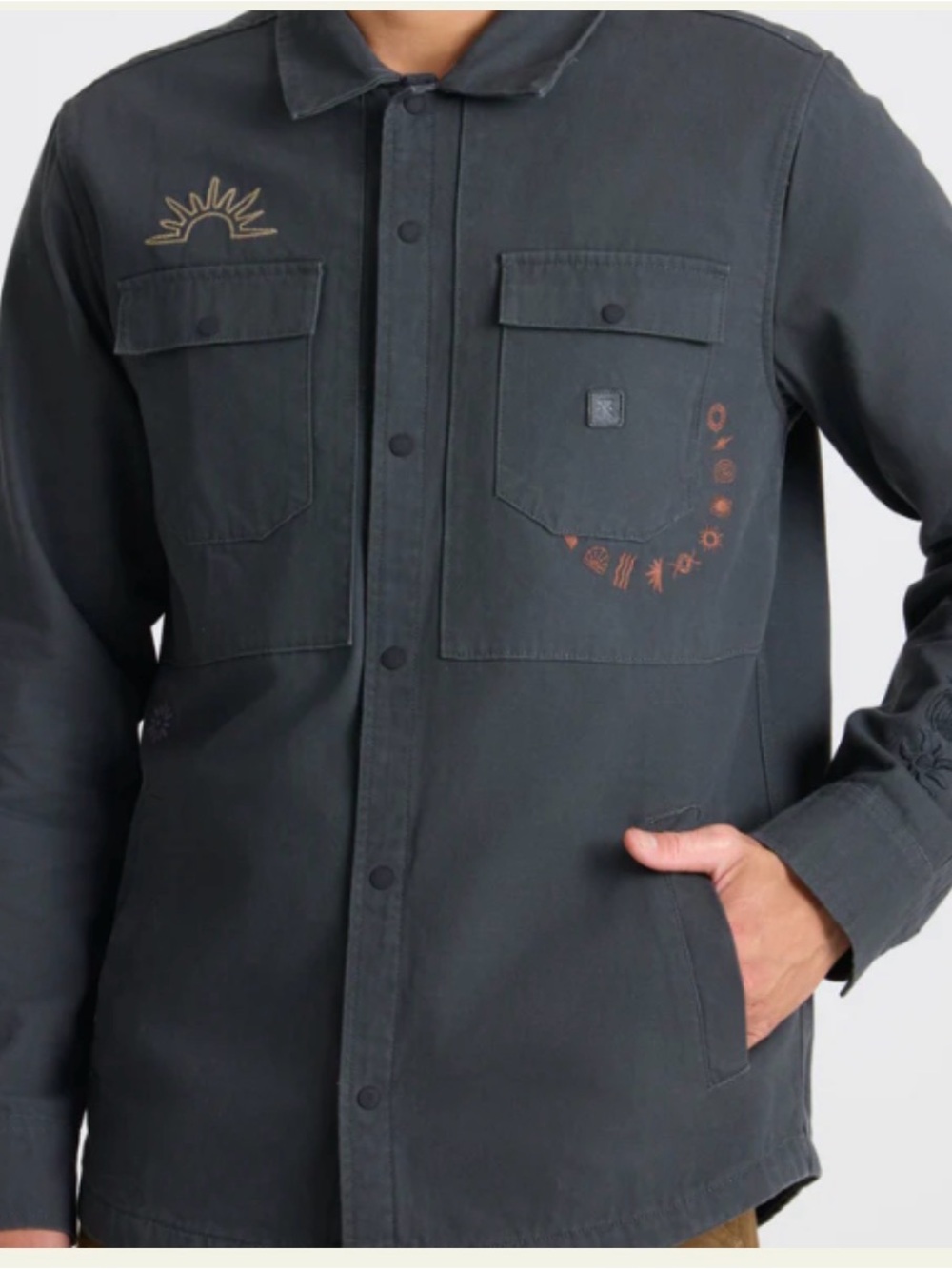 Roark Men's Charcoal Workshirt Jacket - Embroidered